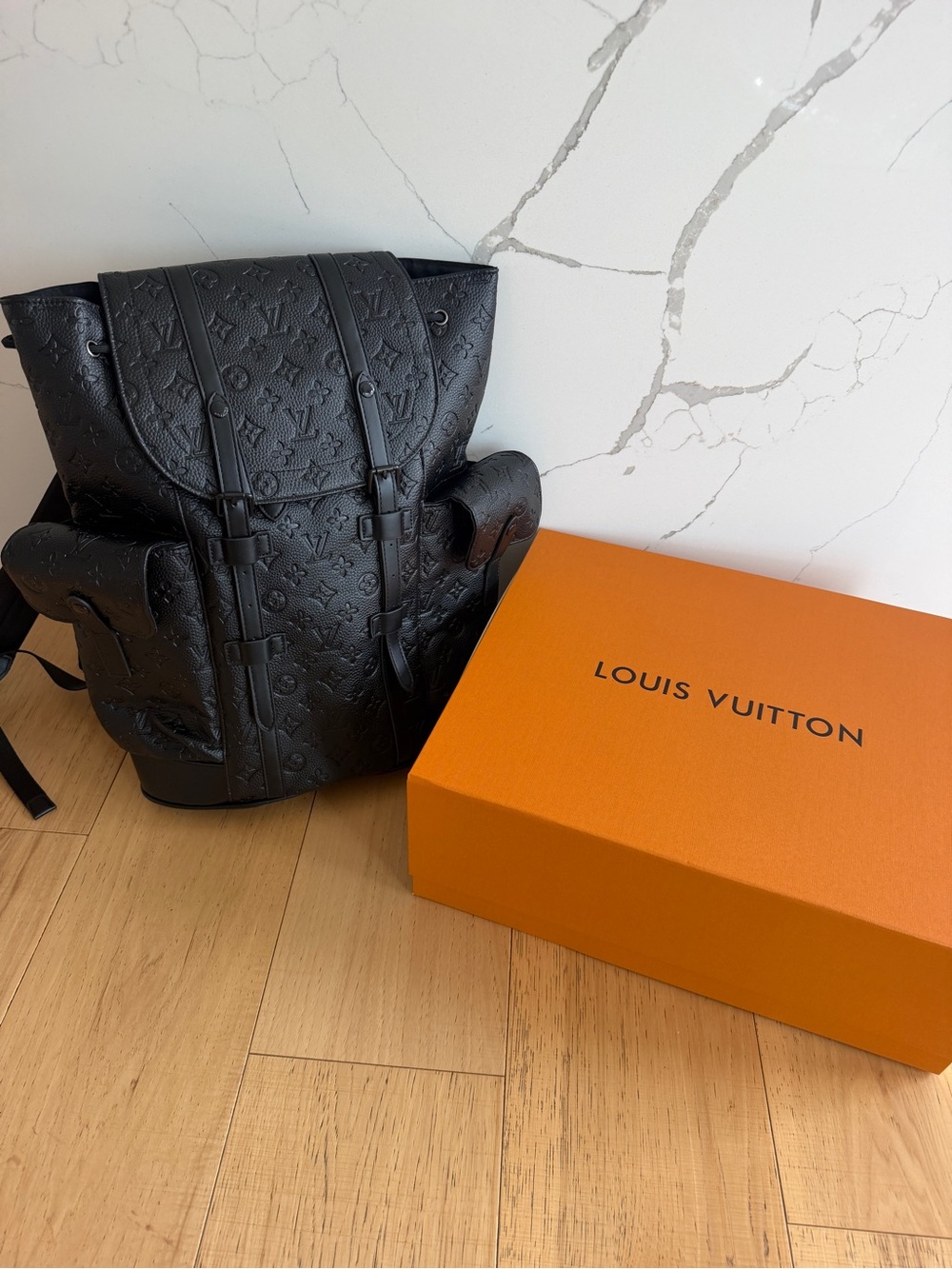 Louis Vuitton Black Embossed Monogram Backpack